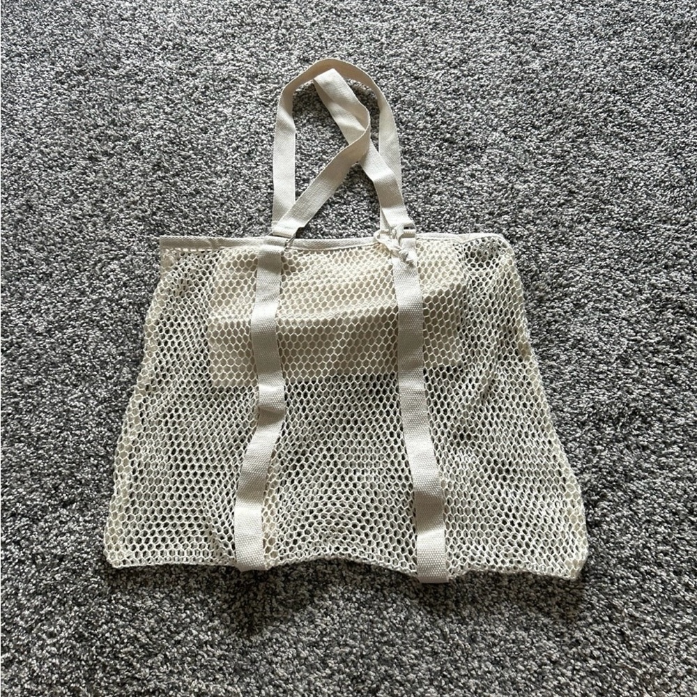 Elegant Cream Mesh Tote Bag